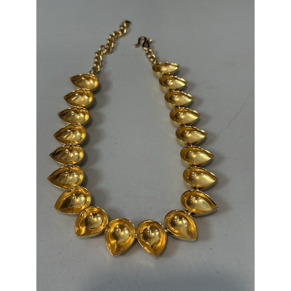 Vintage Liz Claiborne Gold Tone Chunky Puff Heart Choker Statement Necklace - Picture 13 of 13
